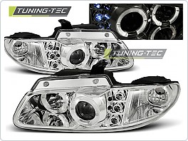 Přední světla Chrysler Voyager, 1996-2000, Angel Eyes, chrom + diody LPCH07