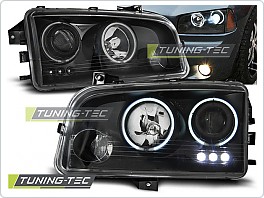 Přední světla Dodge Charger LX, 2006-2010, Angel Eyes CCFL, černé black LPDO12