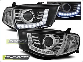 Přední světlomety, světla, lampy Mitsubishi L200, 2006-, LED Daylight, černé black LPMI10