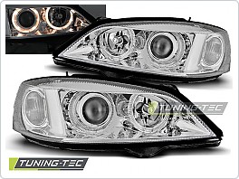 Přední světla Opel Astra G, 1998-2004, Angel Eyes, chrom, project H7 LPOP31