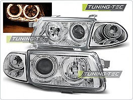 Přední světla Opel Astra F, 1995-1997, Angel Eyes, chrom LPOP88
