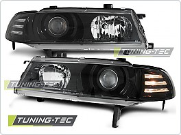 Přední světlomety, světla, lampy Honda Prelude, 1992-1997, Angel Eyes, černé black, pruh blinkr LPHO11