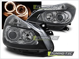 Přední světlomety, světla, lampy, lampy Renault Clio 3, 2005-2009, Angel Eyes, černé black LPRE30