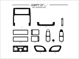 Dekor interiéru Citroen Jumpy, 2007- s i bez manuální klimatizace, černý