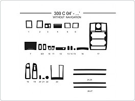 Dekor interiéru Chrysler 300C, 2004-, bez navigace, žlutý