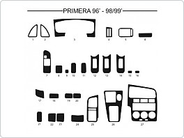 Dekor interiéru Nissan Primera, 1996-1999, carbon standart