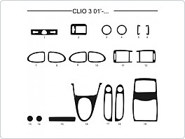 Dekor interiéru Renault Clio 2001-2004 , AL hliník, výprodej