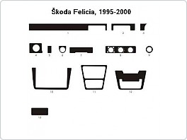 Dekor interiéru Škoda Felicia 1995-2001, černý 