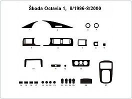 Dekor interieru Škoda Octavia I (1) 1996-2000, žlutý