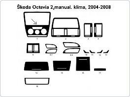Dekor interieru Škoda Octavia 2, 2004-2008 manuální klimatizace, Al hliník