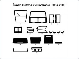 Dekor interieru Škoda Octavia 2, 2004-2008 climatronic, Al hliník