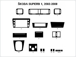Dekor interieru Škoda Superb I (1) 2002-2008, červený  