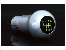 Rukojeť řadící páky Milotec - eloxovaný AL, zeleně podsvícená, 6 st.