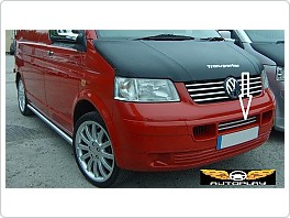 Chromové nerezové lišty předního nárazníku nad značku, VW T5, model Transporter