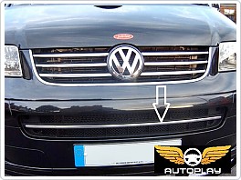 Chromová, nerezová lišta nárazníku nad značku VW T5, 2003-