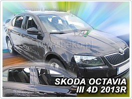 Plexi ofuky oken, deflektory Škoda Octavia 3, přední + zadní pro sedan