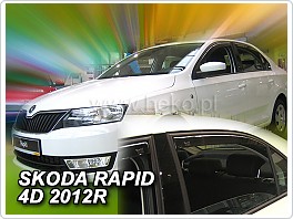 Plexi ofuky oken, deflektory Škoda Rapid, přední + zadní sedan