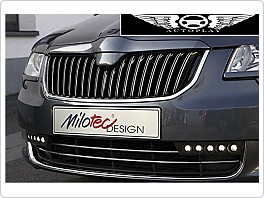 Horní lišta přední masky, ABS černá metalíza, Superb 2