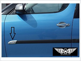 Kryty originálních bočních ochranných lišt - ABS stříbrný matný, Škoda Roomster, Fabia 2