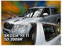 Plexi ofuky oken, deflektory, Škoda Yeti přední + zadní