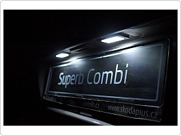 Škoda Superb 2, osvětlení SPZ, LED bílá, 2009-