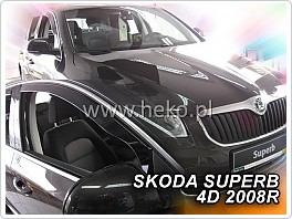 Plexi ofuky oken, deflektory, Škoda Superb 2, 2009-2014, přední