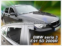 Plexi ofuky oken, deflektory, BMW E91, přední + zadní