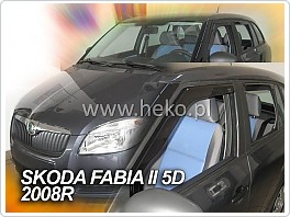 Plexi ofuky oken, deflektory, Škoda Fabia 2, 2008-2013, přední + zadní pro combi