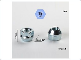 Matice kolová 12x1,5x17 kužel otevřená krátká