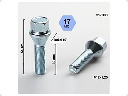 Šroub kolový 12x1,25x30 kužel