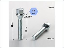 Šroub kolový 12x1,25x60 kužel
