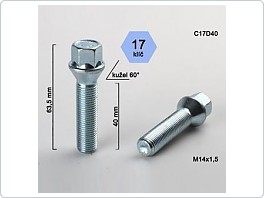 Šroub kolový 14x1,5x40 kužel