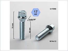 Šroub kolový 14x1,5x50 kužel