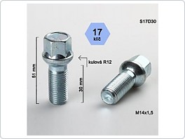 Šroub kolový 14x1,5x30 koule