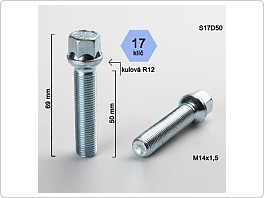 Šroub kolový 14x1,5x50 koule