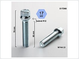 Šroub kolový 14x1,5x60 koule