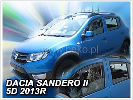 Plexi ofuky oken, deflektory, Dacia Sandero, 2012-, přední + zadní