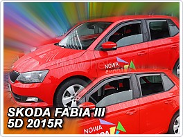 Plexi ofuky oken, deflektory, Škoda Fabia 3 III, 2014- přední + zadní, dlouhé