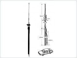 Autoanténa do blatníku, teleskopická chromová 74cm