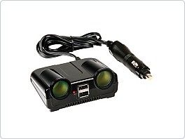 Rozdvojka s USB vstupem, 2x zásuvka, 2x USB 12-24V