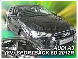Plexi ofuky oken, deflektory, Audi A3, model 2012-, Sportback 5dveř., přední + zadní