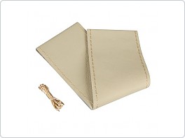 Potah volantu obšívaný, kůže, béžový 37-39cm