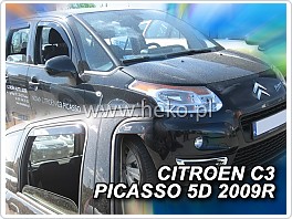 Plexi ofuky oken, deflektory, Citroen C3 Picasso, 2009- přední + zadní