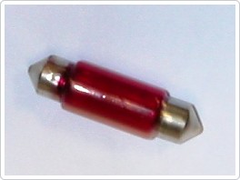 Autožárovka 12V/5W, SUFIT, 36mm červená