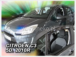 Plexi ofuky oken, deflektory, Citroen C3, 2009-2017, přední