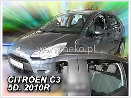 Plexi ofuky oken, deflektory, Citroen C3, 2009-2017, přední + zadní