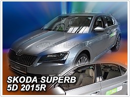 Plexi ofuky oken, deflektory Škoda Superb 3 III, 2015- přední + zadní pro sedan