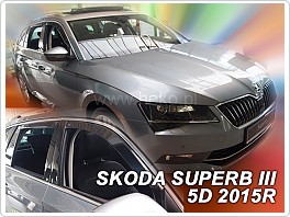 Plexi ofuky oken, deflektory Škoda Superb 3 III, 2015- přední + zadní pro combi