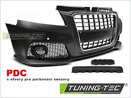 Přední nárazník Audi A3 8P 2008-2012, S8 style, chrom, černá s PDC, ZPAU11