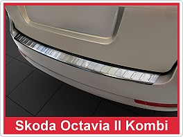 Práh pátých dveří nerez, lišta na nárazník Škoda Octavia 2 II, 2004-2013 combi